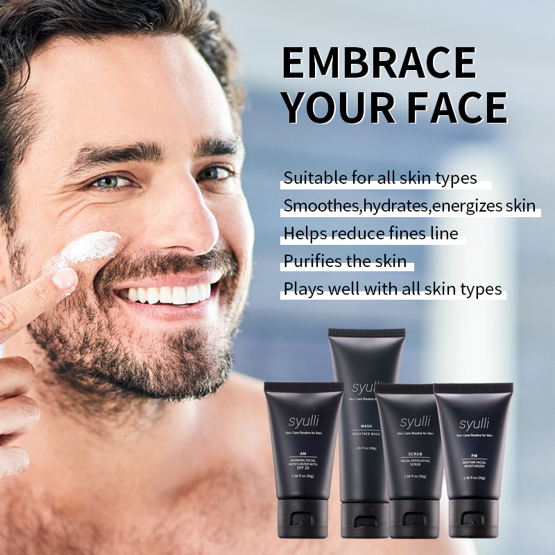 Private Label Akne-Behandlungsset, natürliches Bio-Tagesreinigungs-Feuchtigkeits-Anti-Ance-Hautpflegeset für Männer, Geschenk- und Reiseset