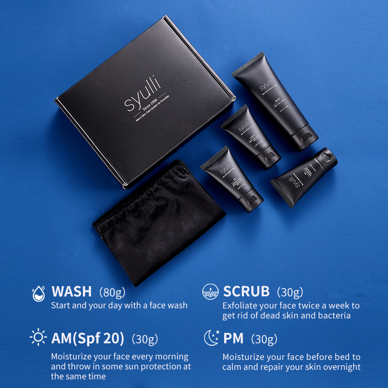 Private Label Akne-Behandlungsset, natürliches Bio-Tagesreinigungs-Feuchtigkeits-Anti-Ance-Hautpflegeset für Männer, Geschenk- und Reiseset